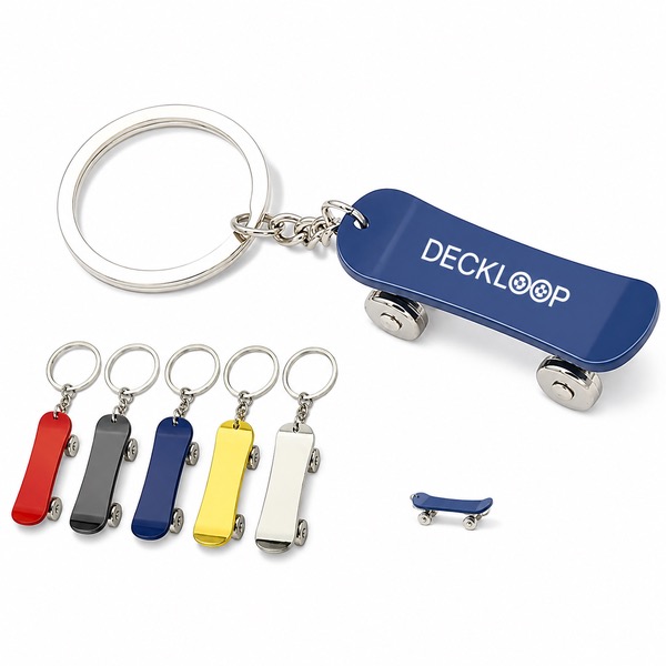 Compact Skateboard Keychain Accessory