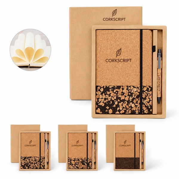 Brownish Yellow Cork Journal and Gift Box Set