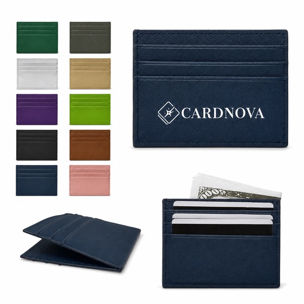 PU Leather Card Holder, 3.9 x 0.2 x 3.0 Inches
