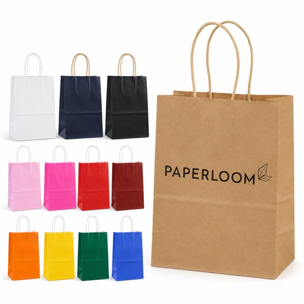 Personalized Kraft Paper Retail Bags with Twisted Handles