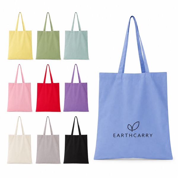 Reusable Cotton Tote Bag, 10 Colors, 14.96 x 16.54 Inches