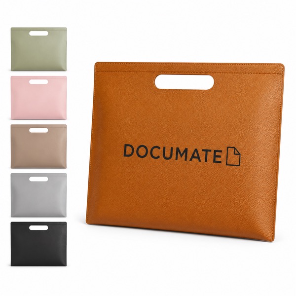 Leather A4 Hand Carry File Organizer — Pu Leather — Orange