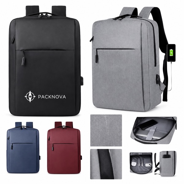 Multi Layer Casual Backpack with External USB Port
