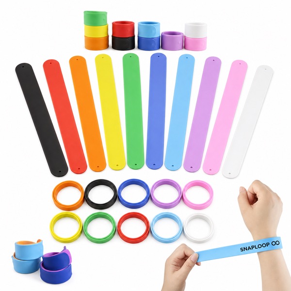 Silicone Slap Wristband Bracelet 8.5 Inch — Silicone — Red
