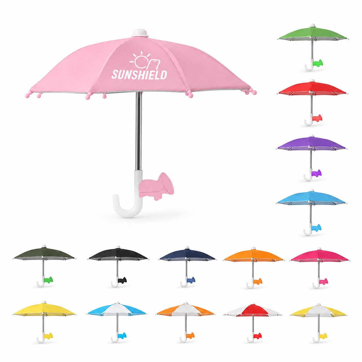Polyester Phone Sun Umbrella with Silicone Suction Cup
