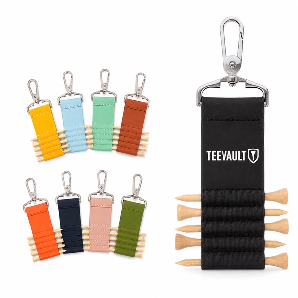 Compact Golf Tee Holder with Keyring and Tee Storage