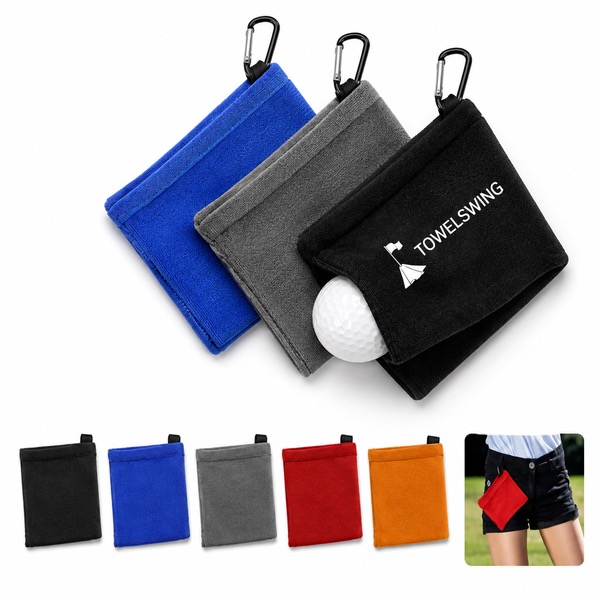 Absorbent Microfiber Golf Ball Towel With Keyring