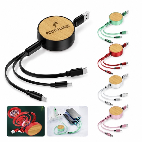 Bamboo 3-in-1 Data and Charging Cable, 47.2 Inch