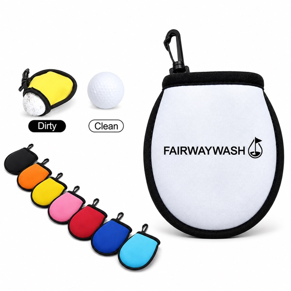 Waterproof Golf Ball Pocket Cleaning Bag for Golfers — Neoprene — Red