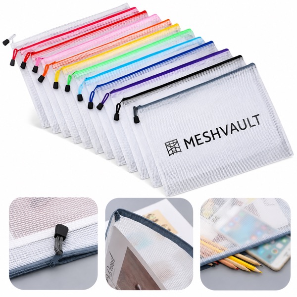 A4 Reinforced Mesh File Zipper Pouch