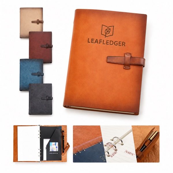 Leather A5 Business Notebook with Card and Cash Pages