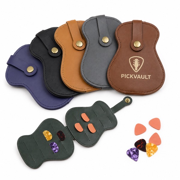 Guitar Pick Bag, PU Leather, Holds Up to 18 Picks