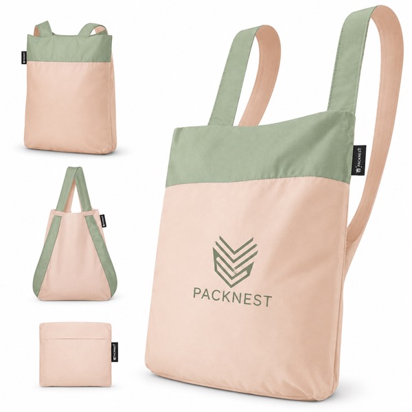 Convertible Tote Backpack for Work and Daily Errands — Cotton-Polyester — Green