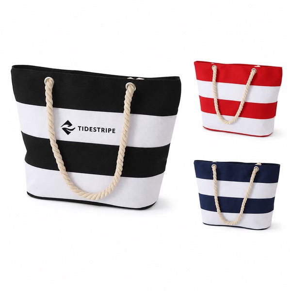 Spacious Striped Seaside Tote