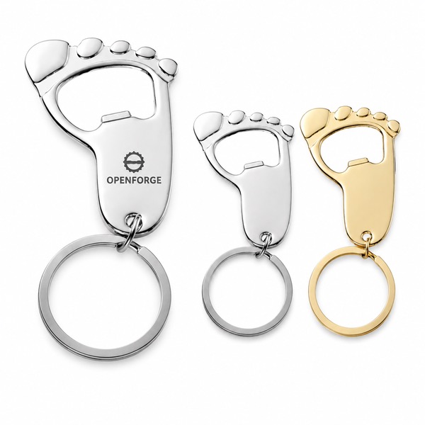 Customizable Metal Bottle Opener Keychain, 1.5 x 3.5 Inch — Metal — Gold