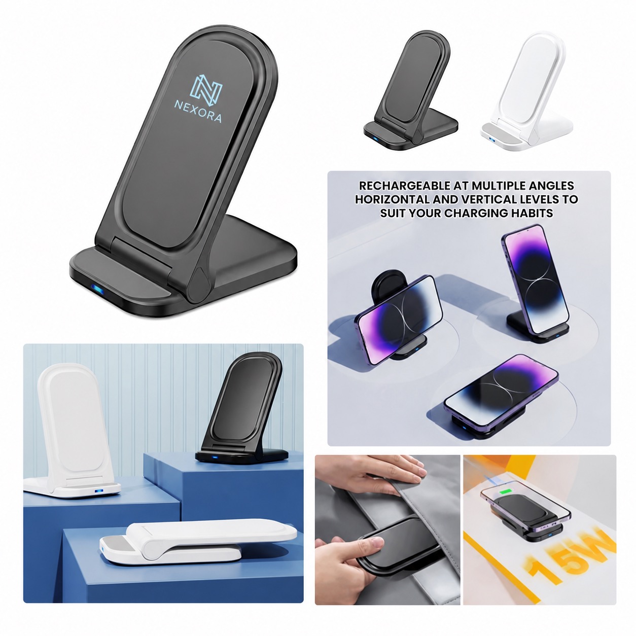 Qi Compatible 15W Folding Charger Stand