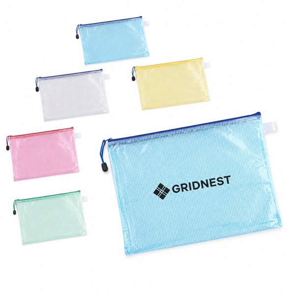 Clear A4 Zipper Bag With Grid Design