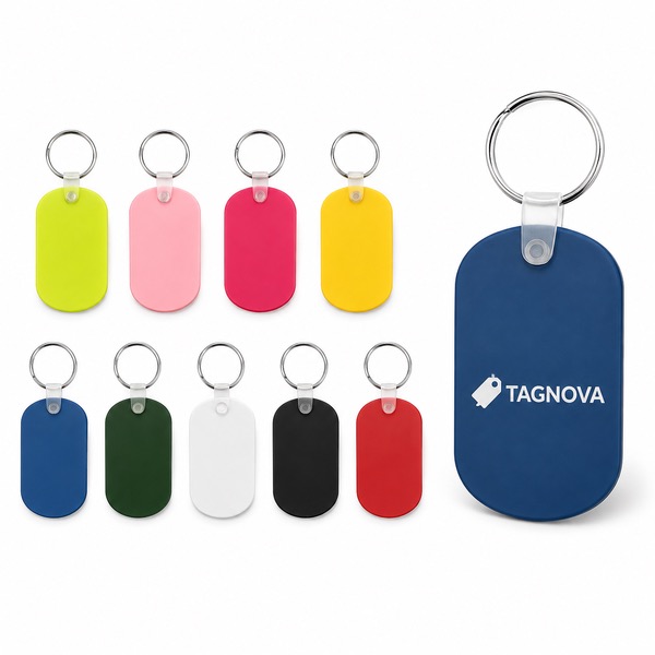 Logo Print Waterproof PVC Key Tag, 1.4 x 0.1 x 2.2 Inch