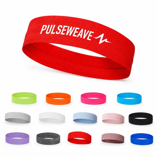 Sweat-Absorbent Fitness Headband, 1.8in x 9.4in-12.2in — Fabric — Blue