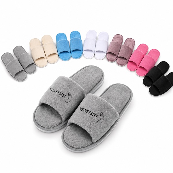 Plush Coral Fleece Guest Slippers 11.4 x 4 x 3.3 Inches — Coral Fleece — Brown