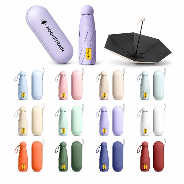 Small Folding Umbrella, 6 Rib Fiberglass, 19.7 x 35.5 Inch