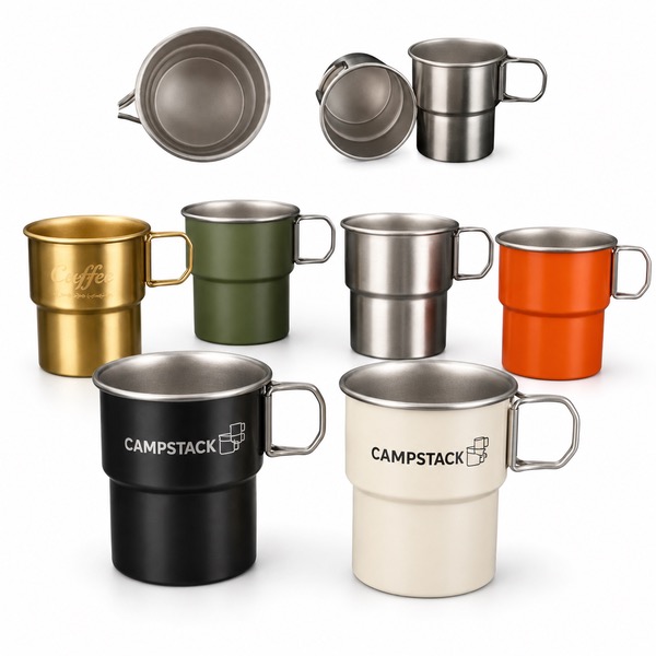 Folding Handle 450ML 304 Stainless Steel Camping Cups