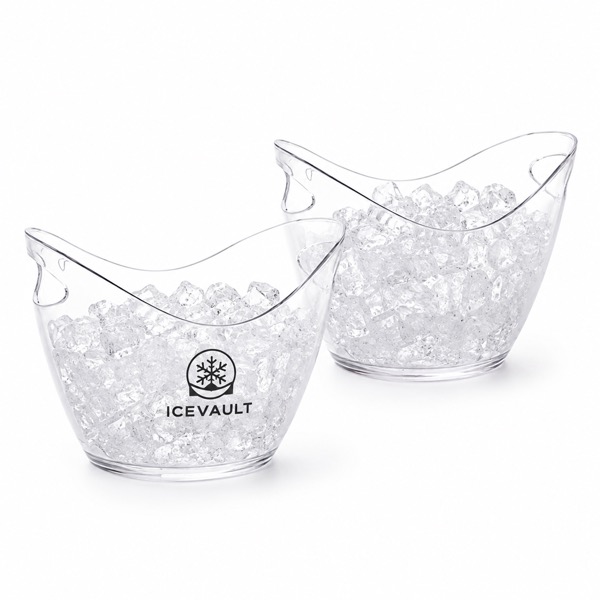 4L Transparent Wine Ice Bucket with Handles — Acrylic — Red