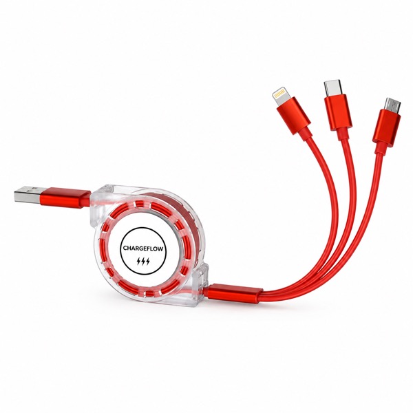 Portable ABS Multi Charger Cable, Retractable 39 Inch — Abs — Gold