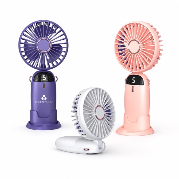 Foldable Handheld Fan with LCD and 5 Wind Speeds