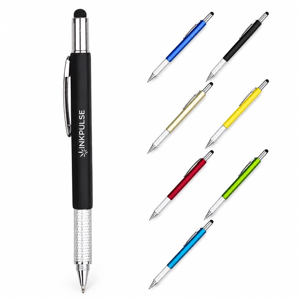 Plastic Pen Tool with Screwdriver, Stylus, and Level — Plastic — Dark Blue