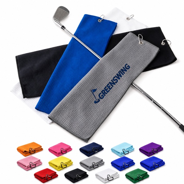 Waffle Weave Full Color Golf Towel 23.6 x 15.7 Inch — Microfiber Cloth — Red