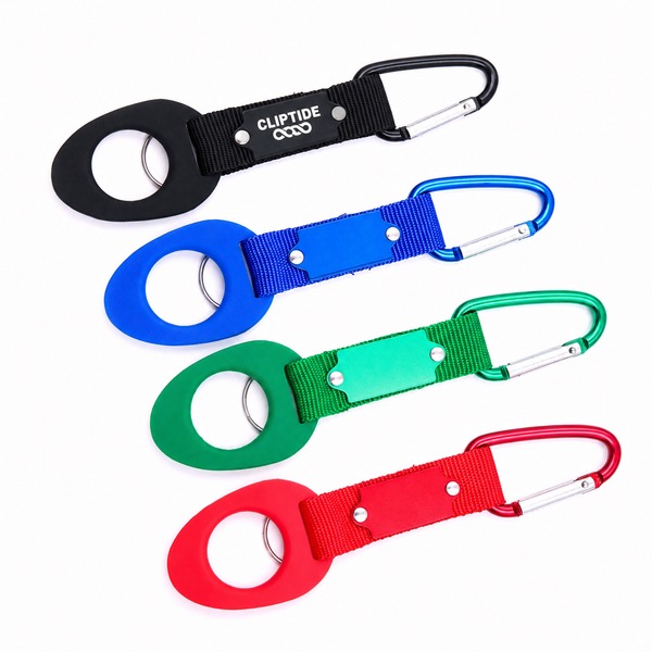 Hiking Travel Silicone Bottle Holder Keychain — Silicone — Black