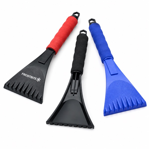 Wide Head Car Snow Brush with Sponge Grip — Abs-Eva — Black