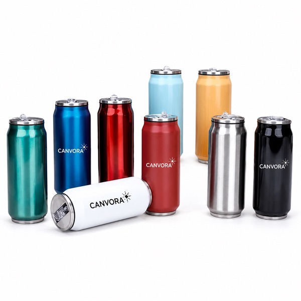 16oz Stainless Steel Beverage Thermos With Straw