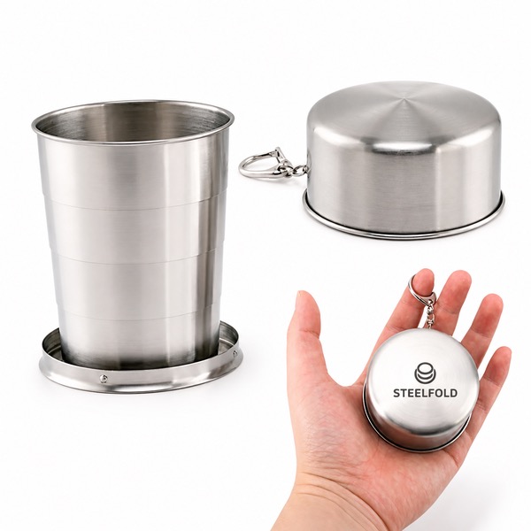 9 oz Foldable Reusable Cup With Key Chain