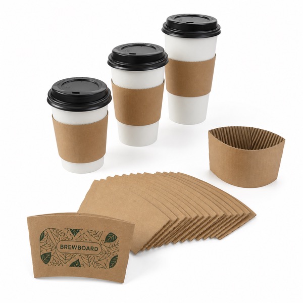 Textured Corrugated Cup Sleeve for Hot Drinks — Paper — Brown
