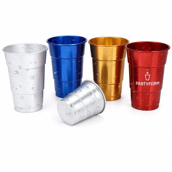 16oz Disposable Laminated Aluminum Drink Cup — Aluminum — Silver