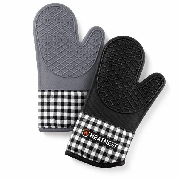 Cotton Lined Silicone Mitts for Cooking