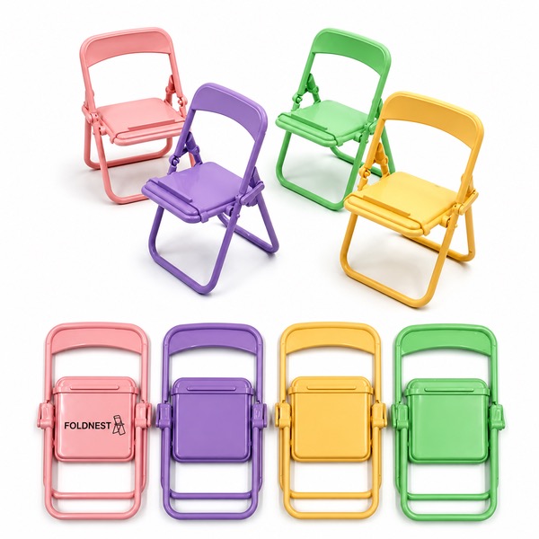Candy-Colored Foldable Phone Holder, Mini Chair Design