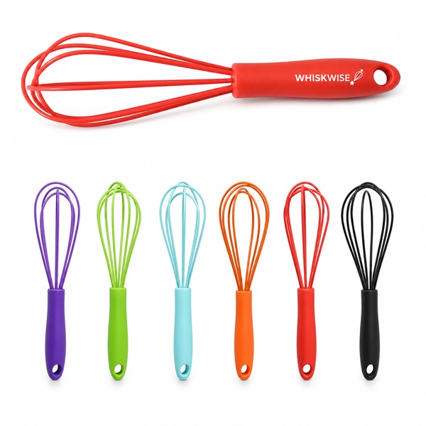 Heat Resistant 6 Inch Mini Cooking Whisk — Silicone — Red