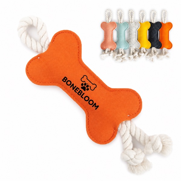 Dog Teething Toy Felt Bone Cotton Rope
