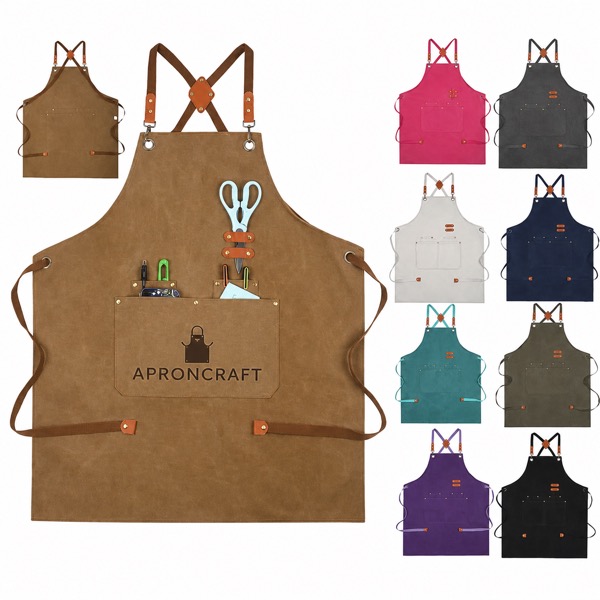 Stain-Resistant Canvas Apron with Metal Hooks