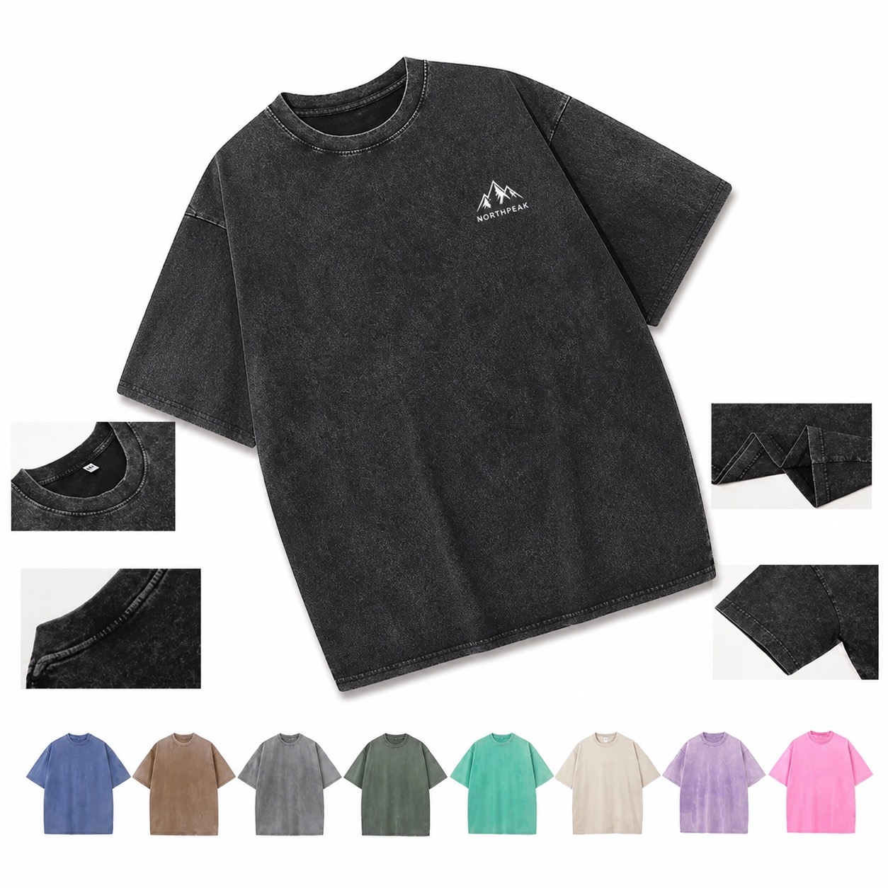 230g Washed Cotton T-Shirt in Sizes 3XL to 5XL