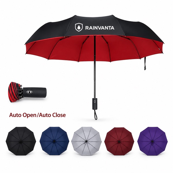 10-Rib Automatic Folding Umbrella, 41-Inch Coverage