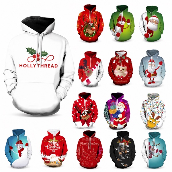 Colorful Christmas 3D Design Hooded Sweatshirt