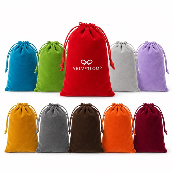Washable Velvet Favor Bags for Candy Cosmetics and Gifts — Oxford — Green