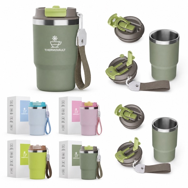16 oz Reusable Stainless Steel Thermal Coffee Cup