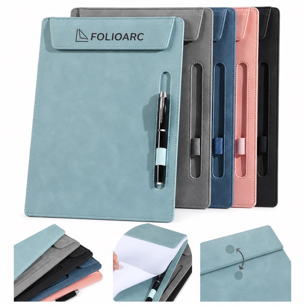 A4 Waterproof Leather Writing Surface and File Folder — Pu Leather — Navy Blue