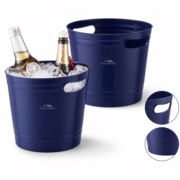 Glossy Plastic Ice Bucket with Reinforced Handles