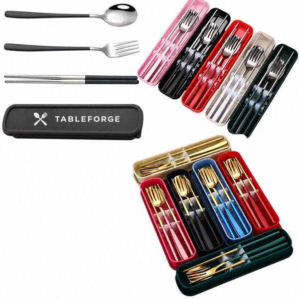 Stainless Steel Spoon Fork Chopsticks Travel Set